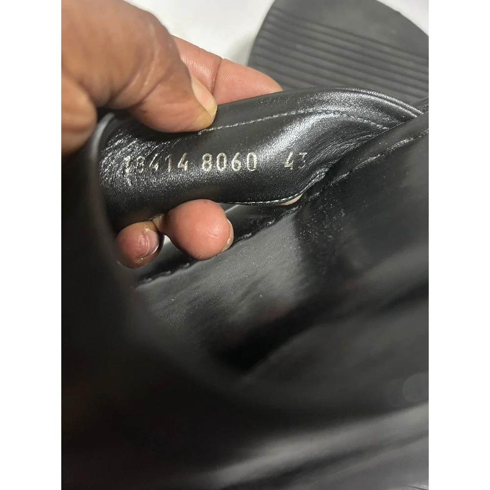 Hugo Boss Mens Black Leather Slides Made in Italy Sandals 18414 8060 Size 43